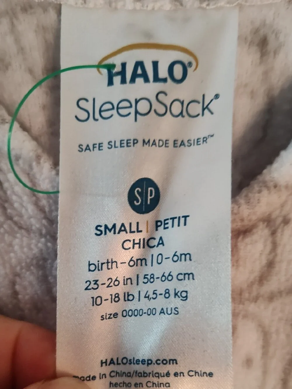 Halo White Baby Sleep Sack with Gray Bear Print